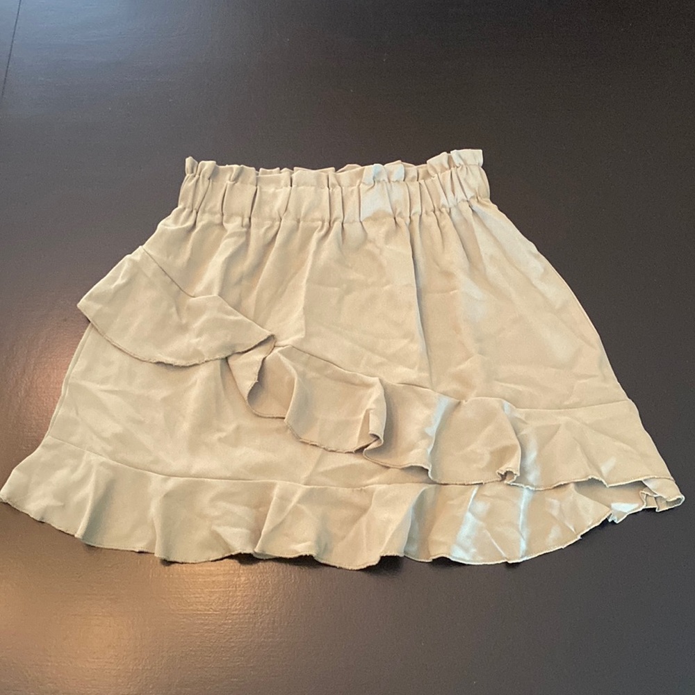 Sage Green Ruffle Hem Wrap Skirt